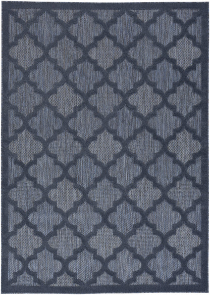 4' X 6' Navy Blue Ikat Indoor Outdoor Area Rug