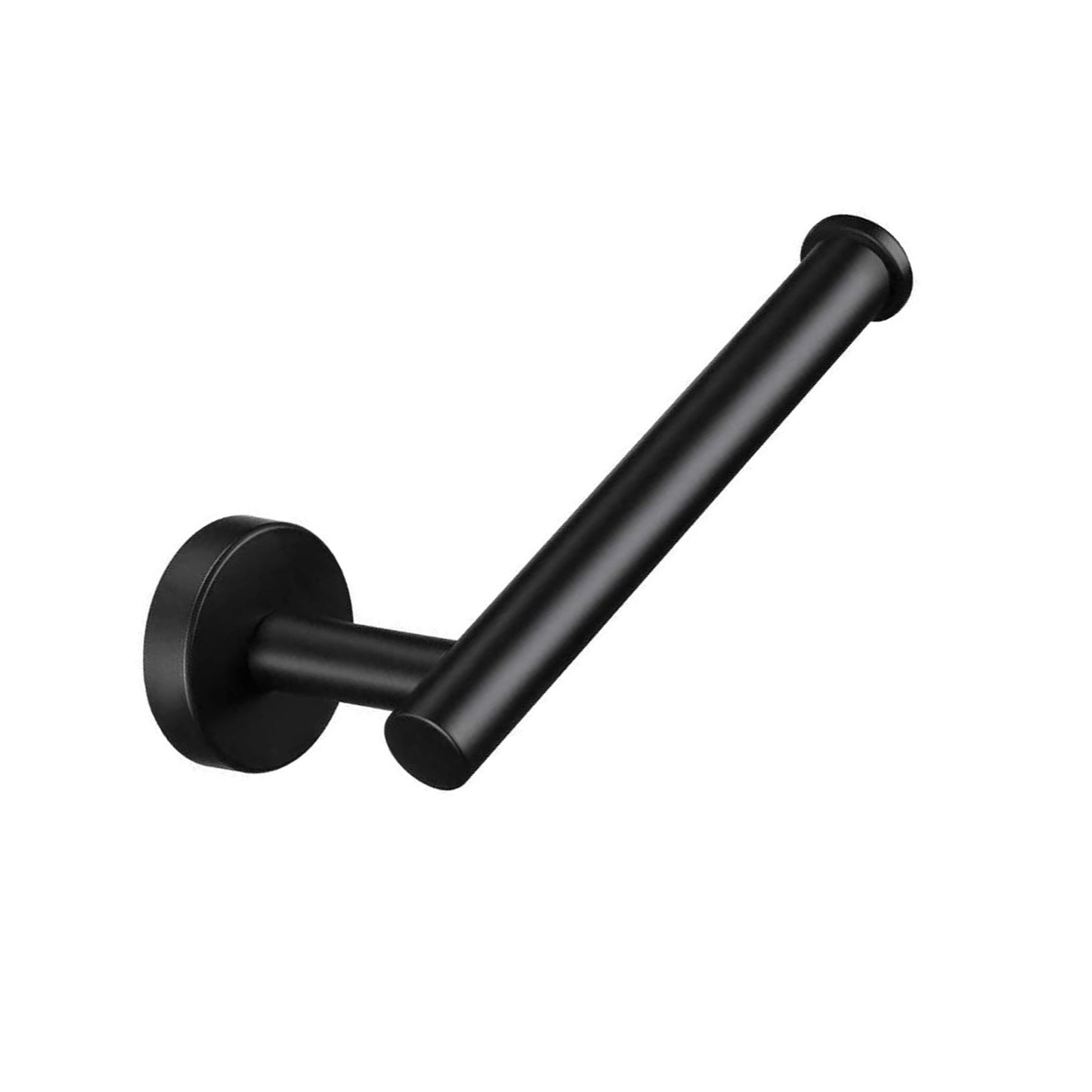 Set of Two Black Stainless Steel Wall Mount Towel Ring and Toilet Paper Holder