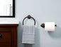 Set of Two Black Stainless Steel Wall Mount Towel Ring and Toilet Paper Holder