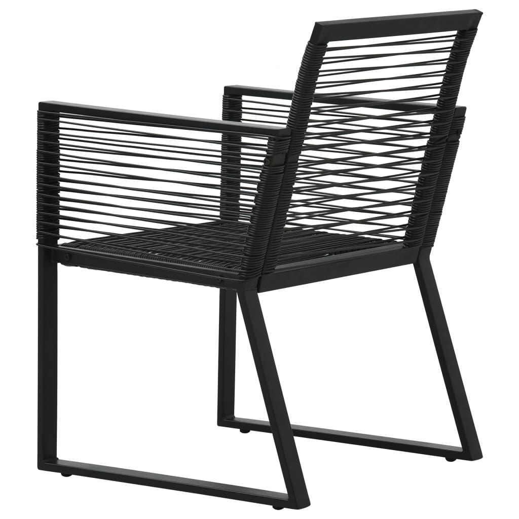 3 Piece Patio Dining Set PVC Rattan Black