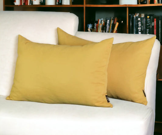 Set of Two 12" X 20" Yellow Throw Pillow Covers