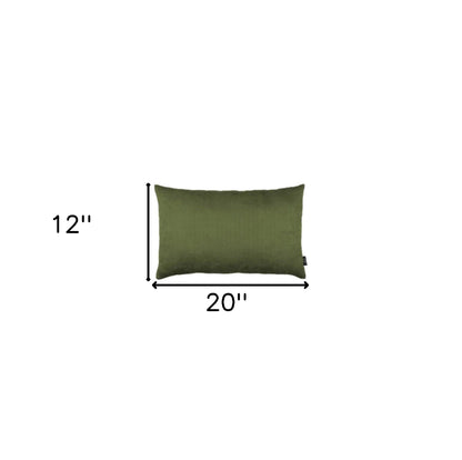 Set of Two 12" X 20" Fern Green Polyester Zippered Pillow Cover