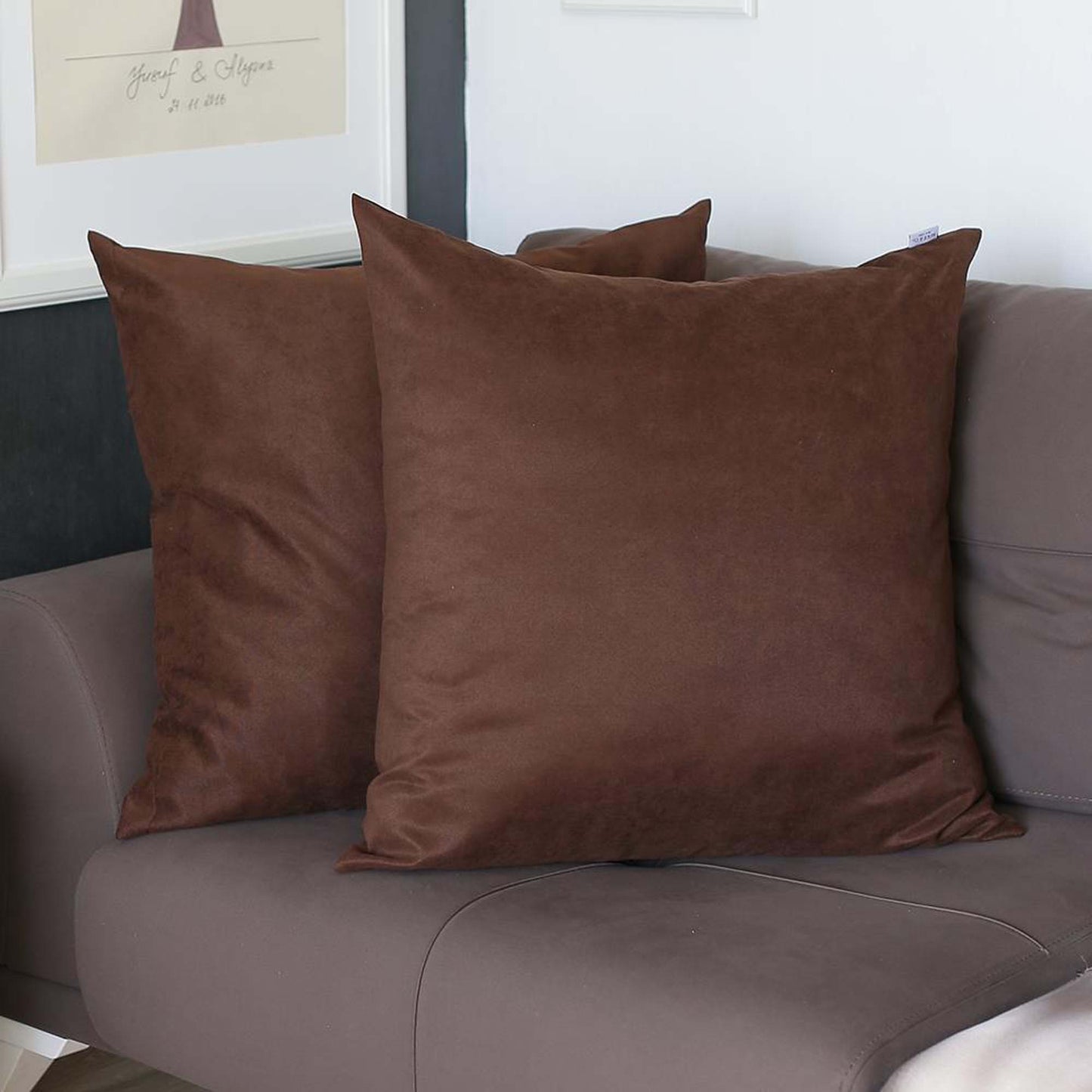 Set of Two 22" Brown Throw Pillow Covers