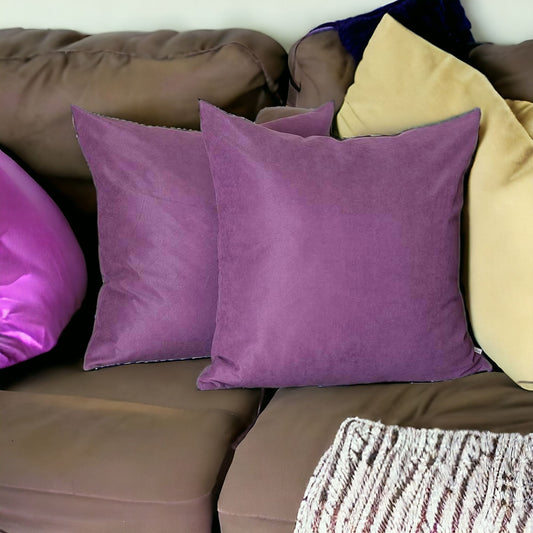 Set Of Two 22" X 22" Purple Polyester Zippered Pillow Cover