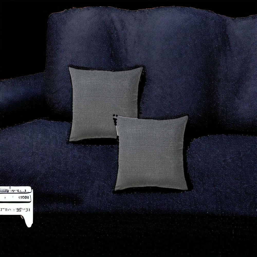 Set Of Two 22" X 22" Gray Polyester Zippered Pillow Cover