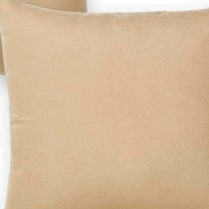 Set Of Two 22" X 22" Beige Polyester Zippered Pillow Cover