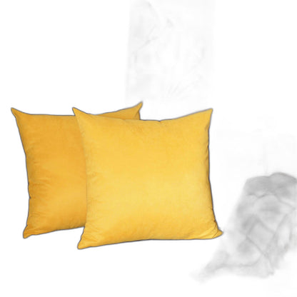 Set Of Two 22" X 22" Yellow Polyester Zippered Pillow Cover