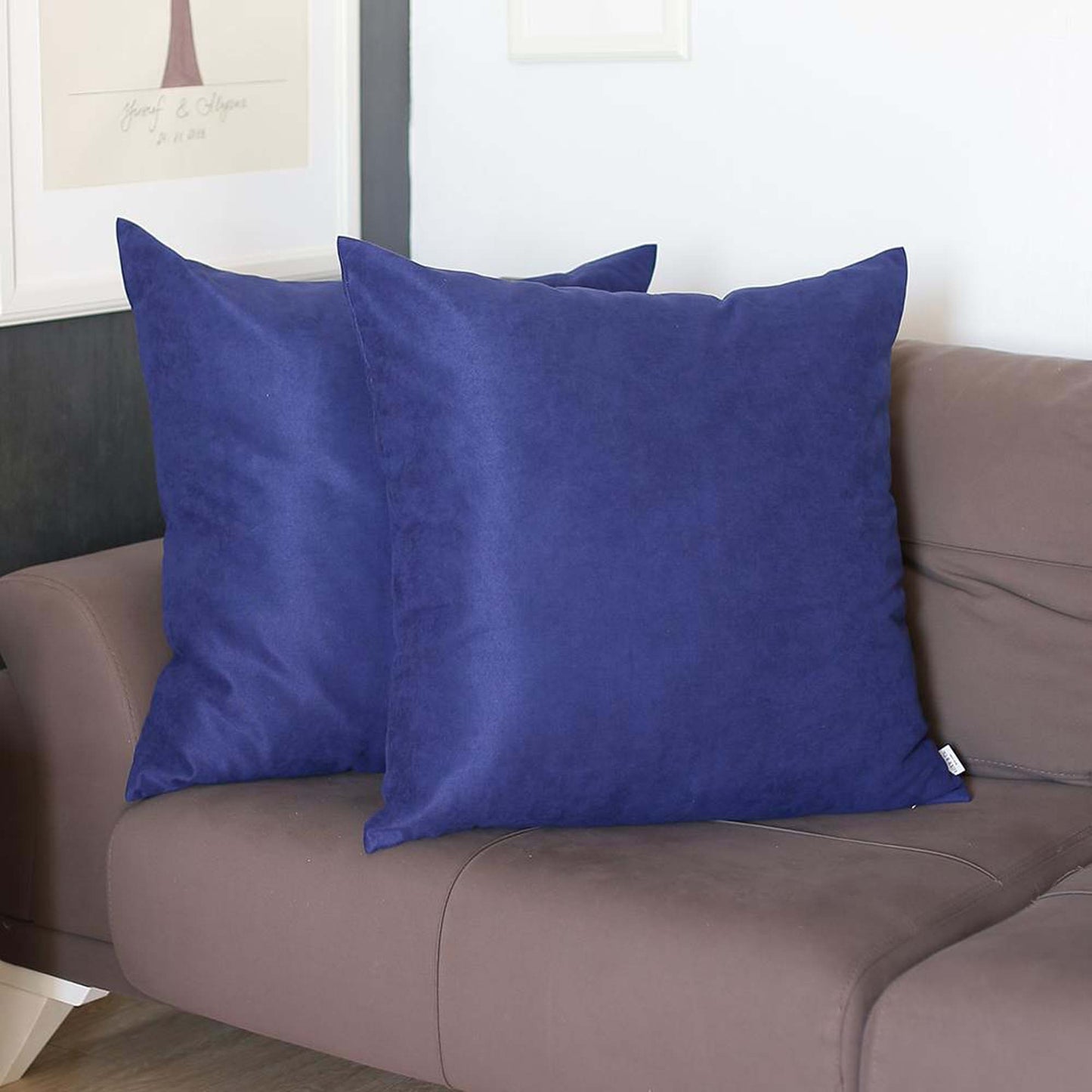 Set Of Two 26" X 26" Navy Blue Polyester Zippered Pillow Cover