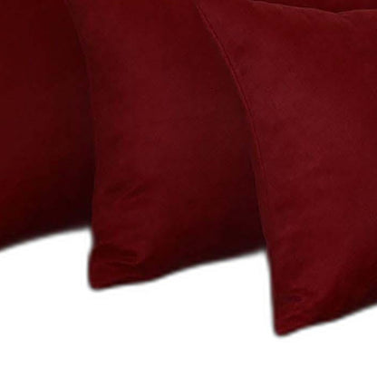 Set Of Four 12" X 20" Claret Red Polyester Zippered Pillow Cover