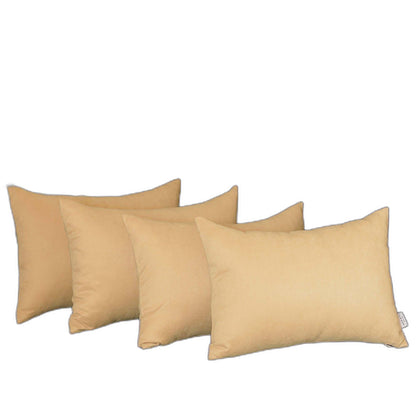 Set Of Four 12" X 20" Beige Polyester Zippered Pillow Cover