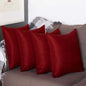 Set Of Four 17" X 17" Claret Red Polyester Zippered Pillow Cover