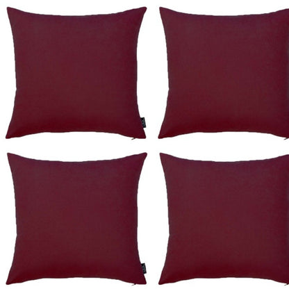 Set Of Four 17" X 17" Claret Red Polyester Zippered Pillow Cover