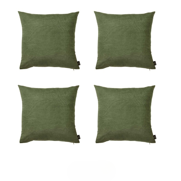 Set Of Four 17" X 17" Fern Green Polyester Zippered Pillow Cover