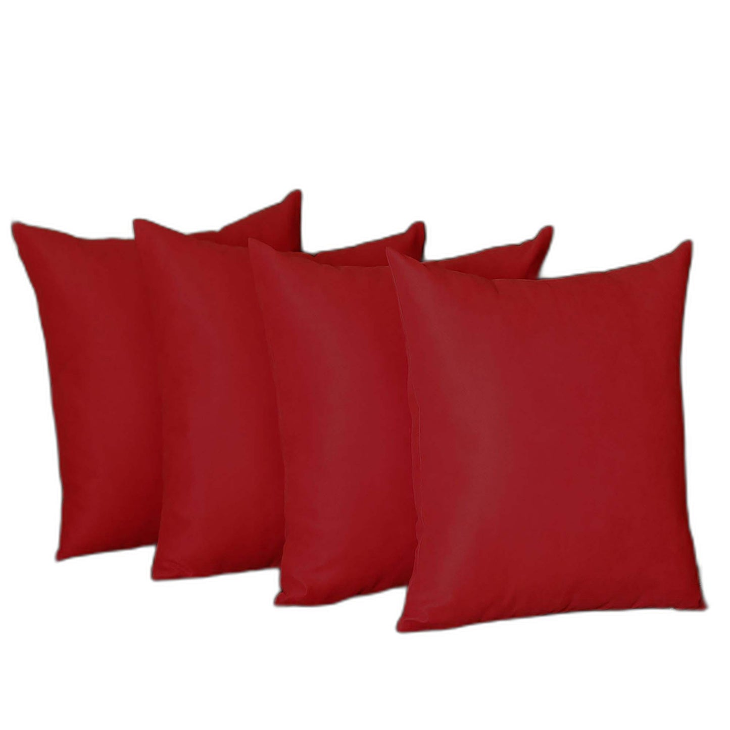 Set Of Four 17" X 17" Red Polyester Zippered Pillow Cover