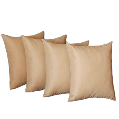 Set Of Four 17" X 17" Beige Polyester Zippered Pillow Cover