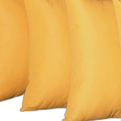 Set Of Four 17" X 17" Yellow Polyester Zippered Pillow Cover