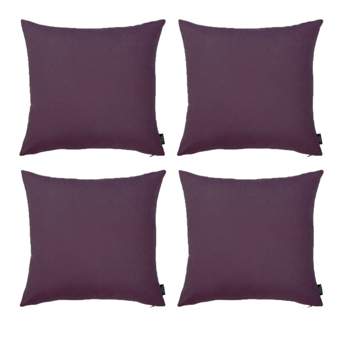 Set Of Four 18" X 18" Purple Polyester Zippered Pillow Cover