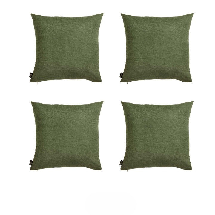 Set Of Four 18" X 18" Fern Green Polyester Zippered Pillow Cover