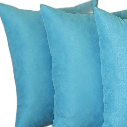 Set Of Four 18" X 18" Sky Blue Polyester Zippered Pillow Cover