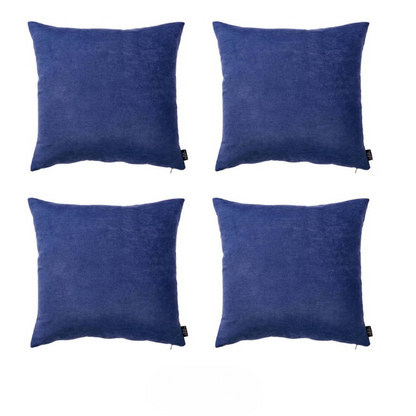 Set Of Four 18" X 18" Navy Blue Polyester Zippered Pillow Cover