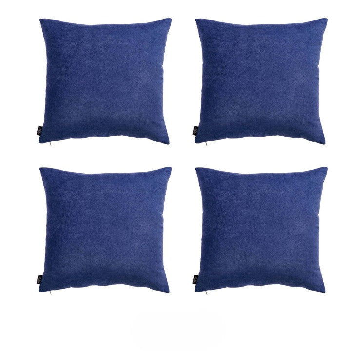 Set Of Four 18" X 18" Navy Blue Polyester Zippered Pillow Cover