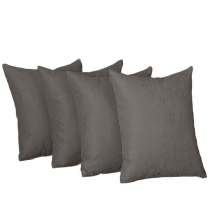 Set Of Four 18" X 18" Gray Polyester Zippered Pillow Cover