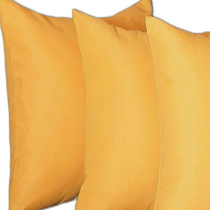 Set Of Four 18" X 18" Yellow Polyester Zippered Pillow Cover