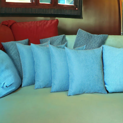 Set Of Four 20" X 20" Sky Blue Polyester Zippered Pillow Cover