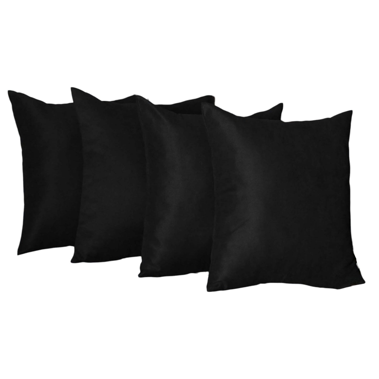 Set Of Four 20" X 20" Black Polyester Zippered Pillow Cover