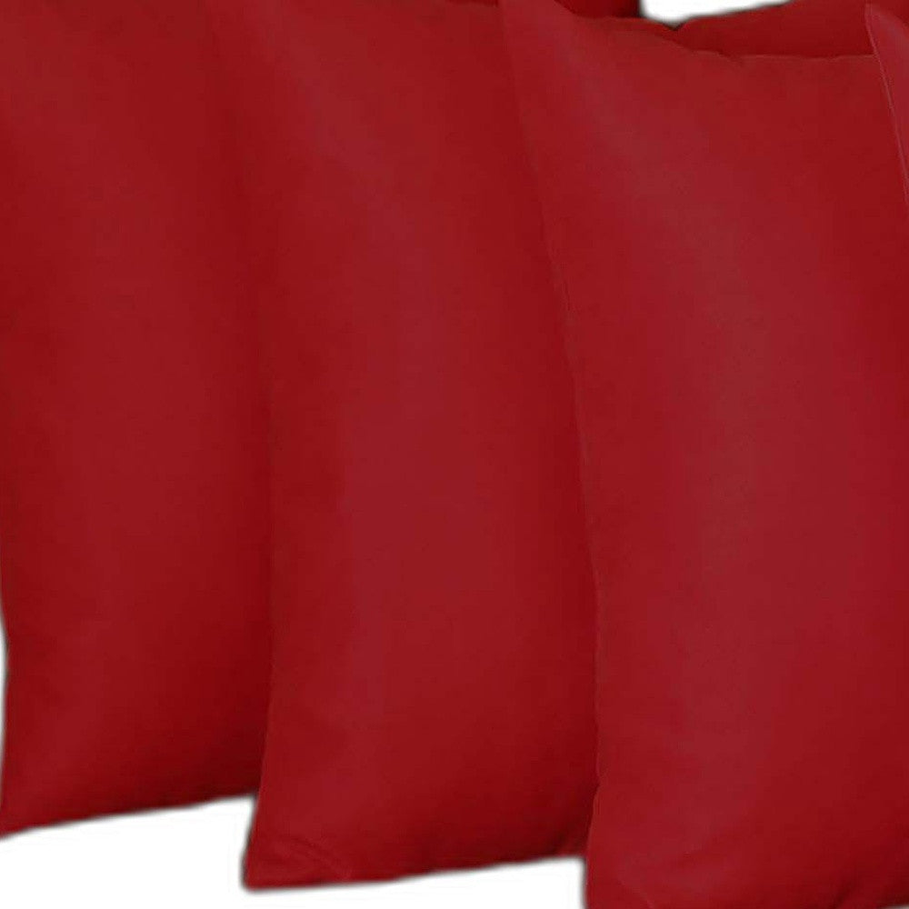 Set Of Four 20" X 20" Red Polyester Zippered Pillow Cover