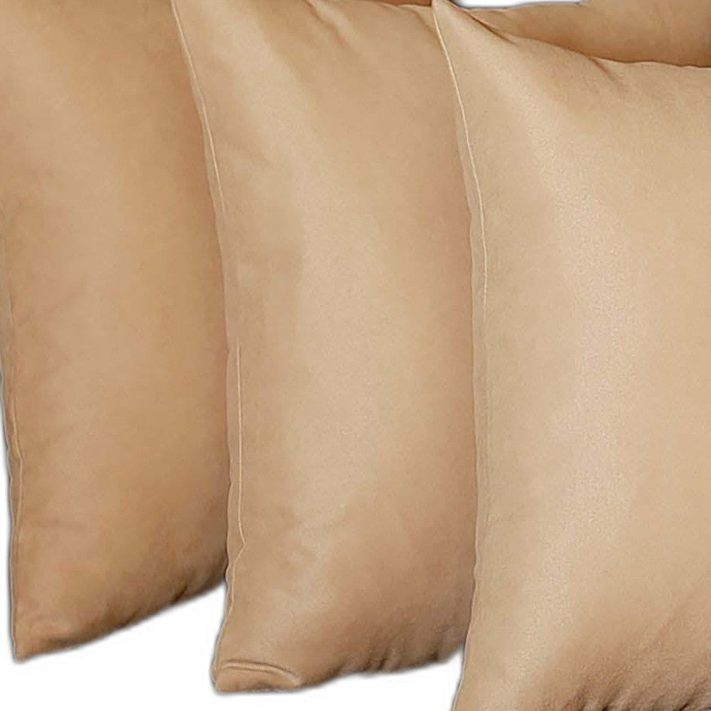 Set Of Four 20" X 20" Beige Polyester Zippered Pillow Cover