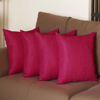 Set Of Four 20" X 20" Pink Polyester Zippered Pillow Cover