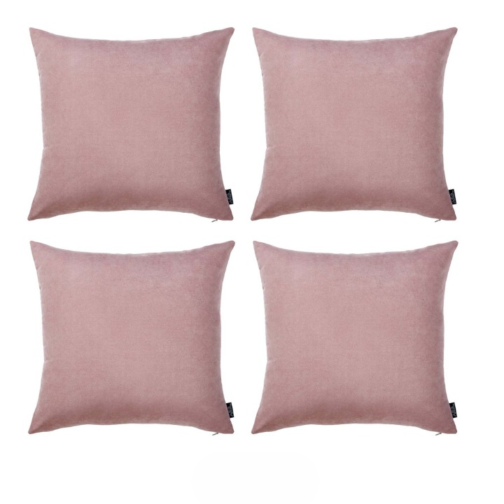 Set Of Four 22" X 22" Light Pink Polyester Zippered Pillow Cover