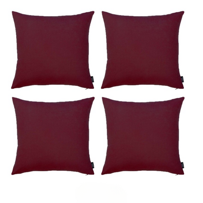 Set Of Four 22" X 22" Claret Red Polyester Zippered Pillow Cover