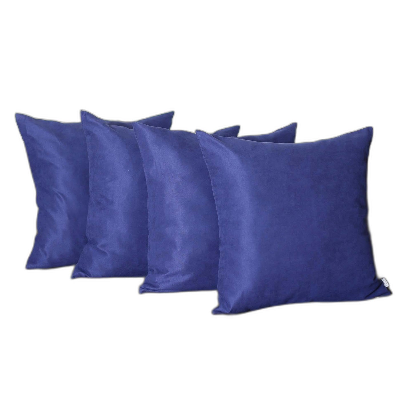 Set Of Four 22" X 22" Navy Blue Polyester Zippered Pillow Cover