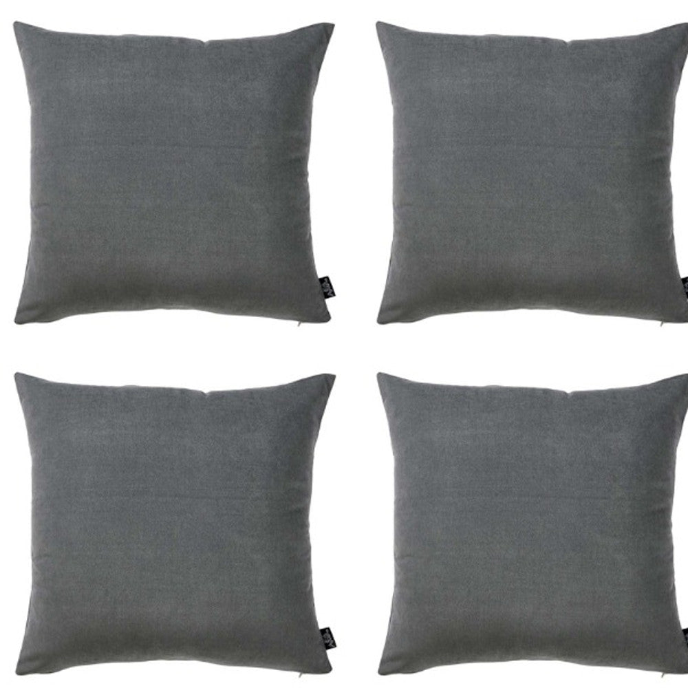 Set of Four Gray Throw Pillow Cover