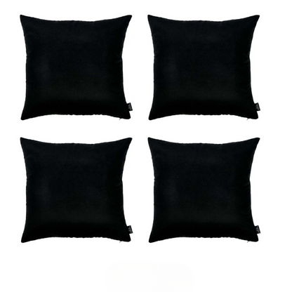 Set Of Four 22" X 22" Black Polyester Zippered Pillow Cover