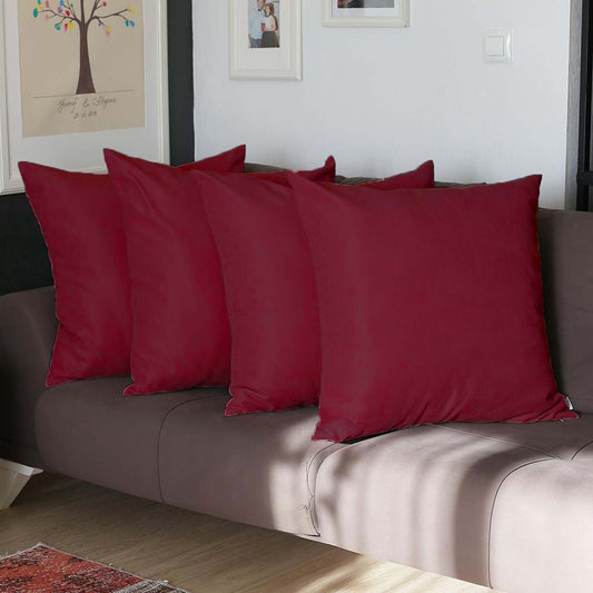 Set Of Four 26" X 26" Claret Red Polyester Zippered Pillow Cover