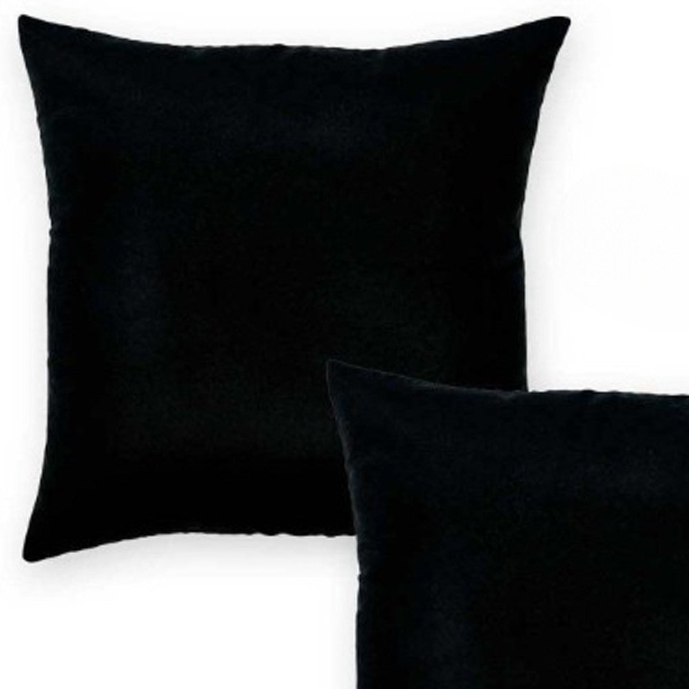 Set Of Two 16" X 16" Black Polyester Zippered Pillow Cover