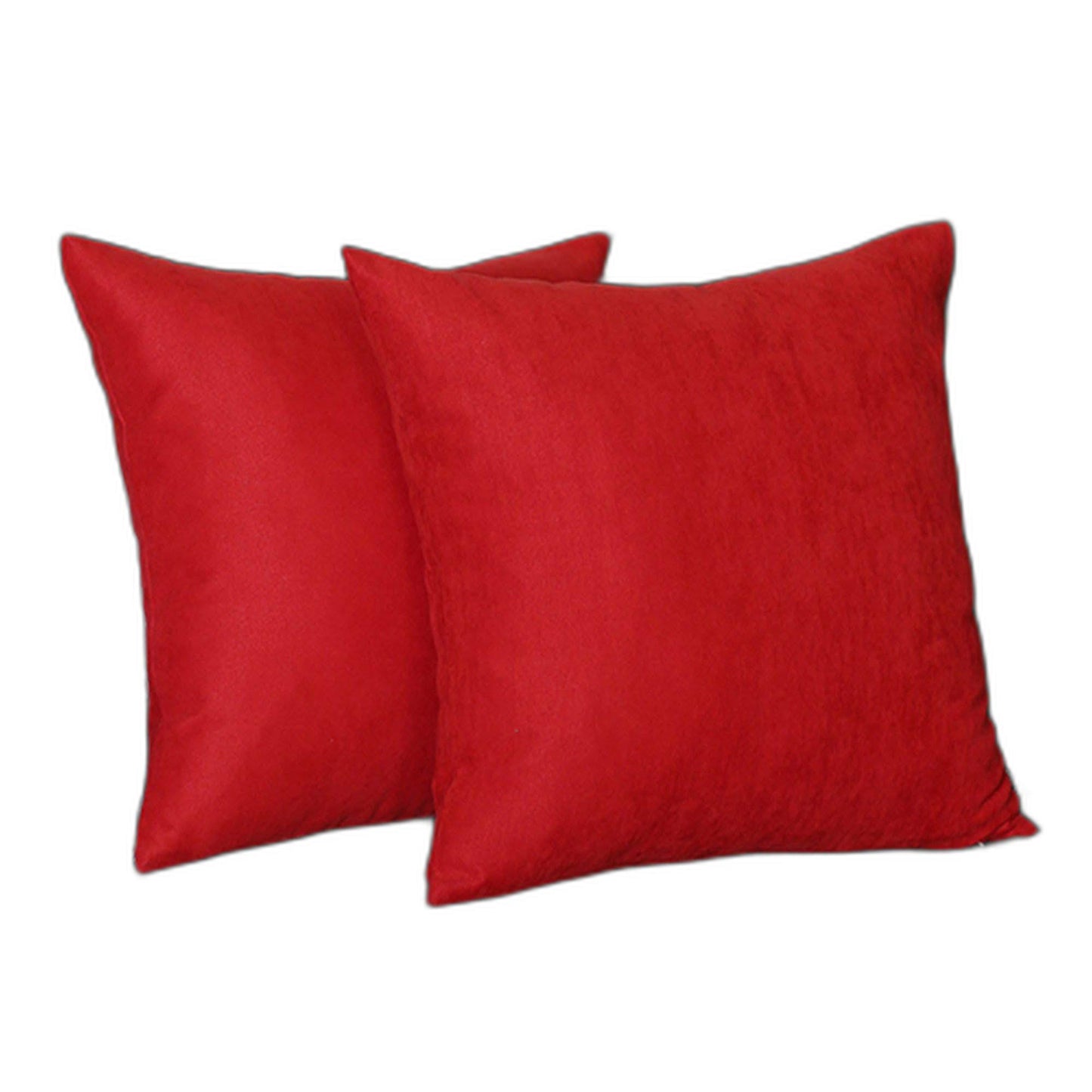 Set Of Two 16" X 16" Red Polyester Zippered Pillow Cover