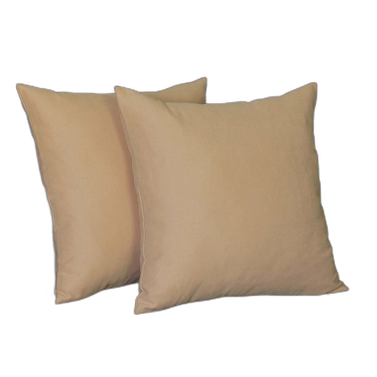 Set Of Two 16" X 16" Beige Polyester Zippered Pillow Cover