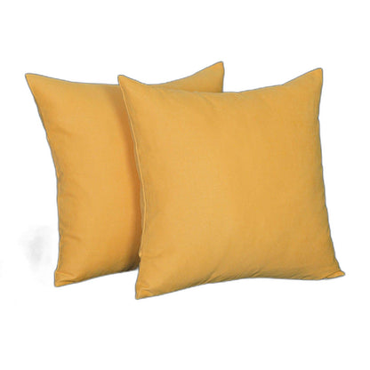 Set Of Two 16" X 16" Yellow Polyester Zippered Pillow Cover