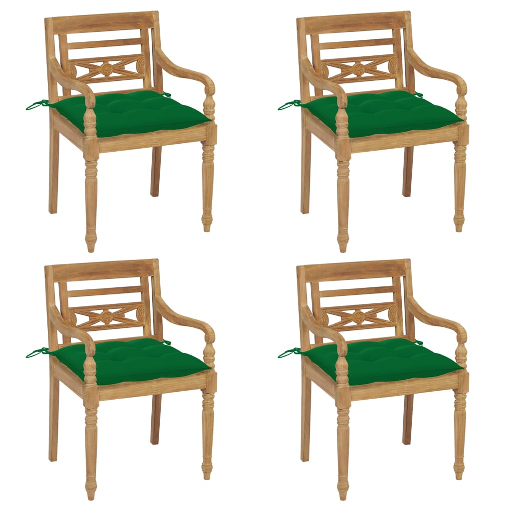 Batavia Chairs with Cushions 4 pcs Solid Teak Wood