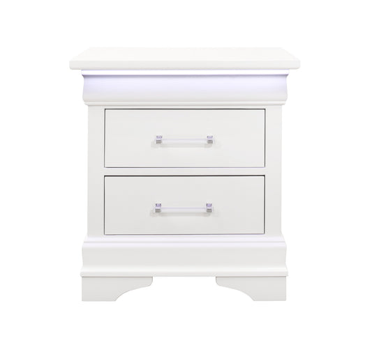 24" White Two Drawer Nightstand