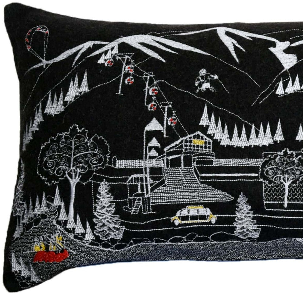 46" Black Aspen Nighttime Skyline Lumbar Decorative Pillow