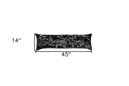 46" Black Aspen Nighttime Skyline Lumbar Decorative Pillow