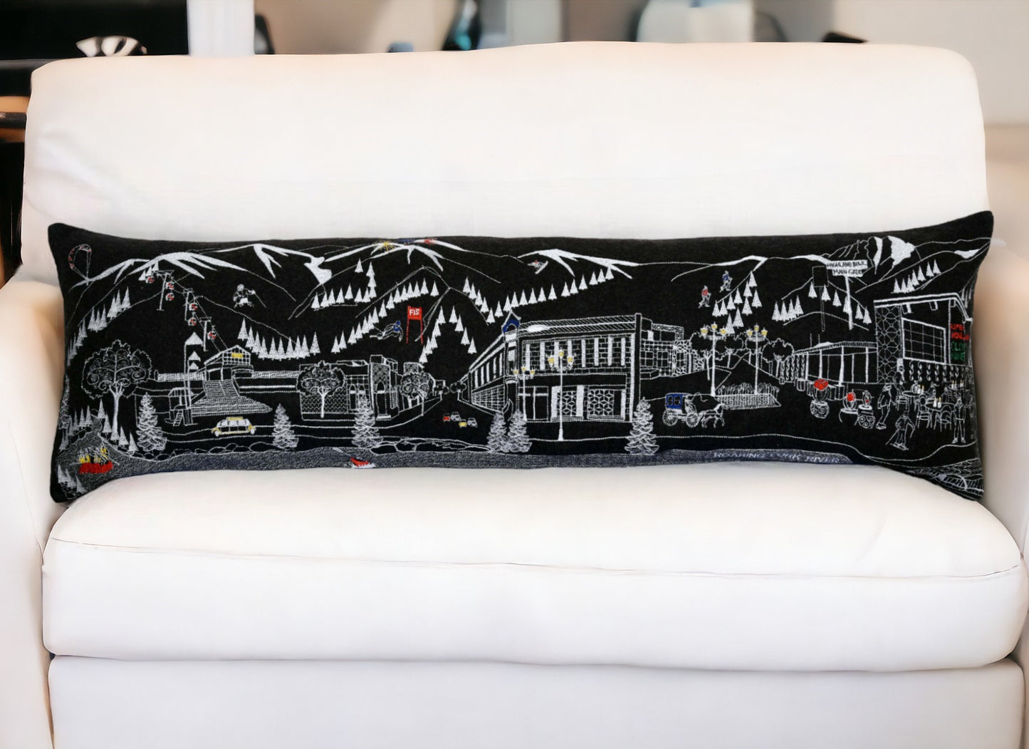 46" Black Aspen Nighttime Skyline Lumbar Decorative Pillow