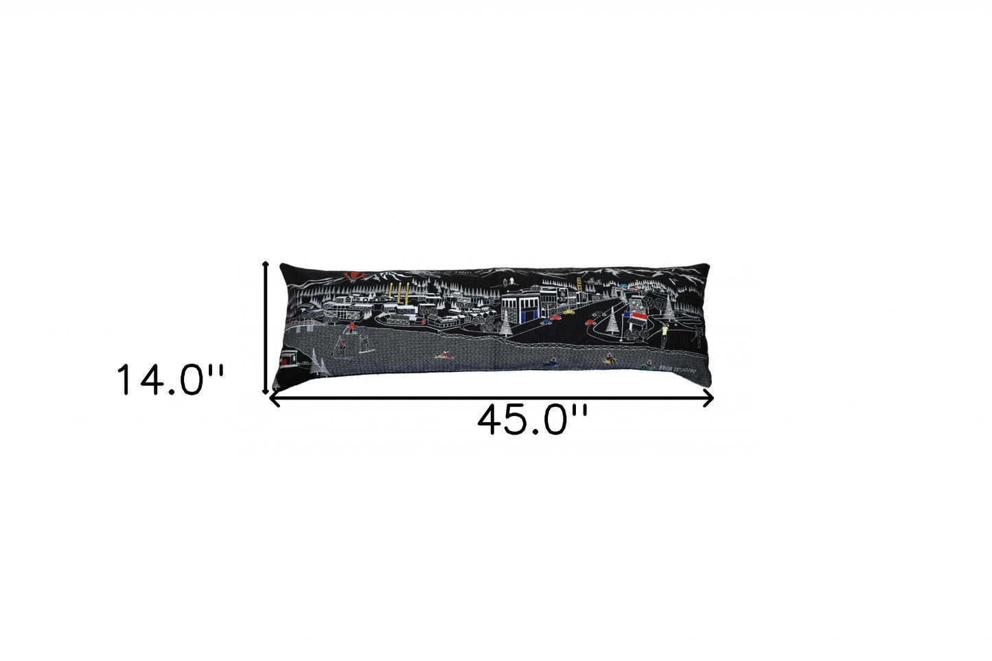 46" Black Bend Nighttime Skyline Lumbar Decorative Pillow