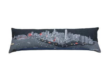 46" Black Chicago Nighttime Skyline Lumbar Decorative Pillow