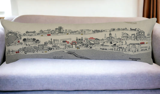 46" White New Orleans Daylight Skyline Lumbar Decorative Pillow